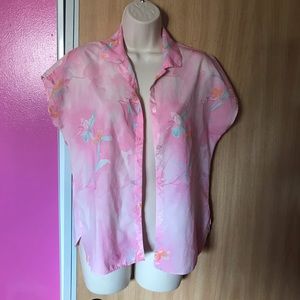 Vintage Pink chiffon bubblegum blouse